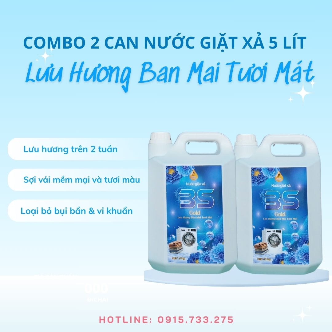 FREE SHIP Combo 2 Can Nước Giặt Xả 5kg lưu hương lâu dài